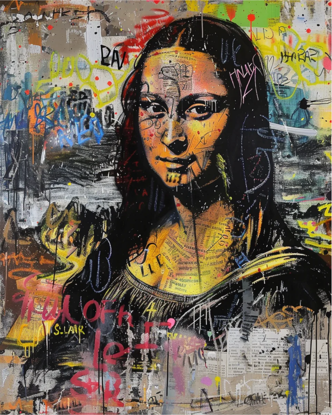 Transform Your Space with the Modern Mona Lisa Graffiti Fusion Portrait