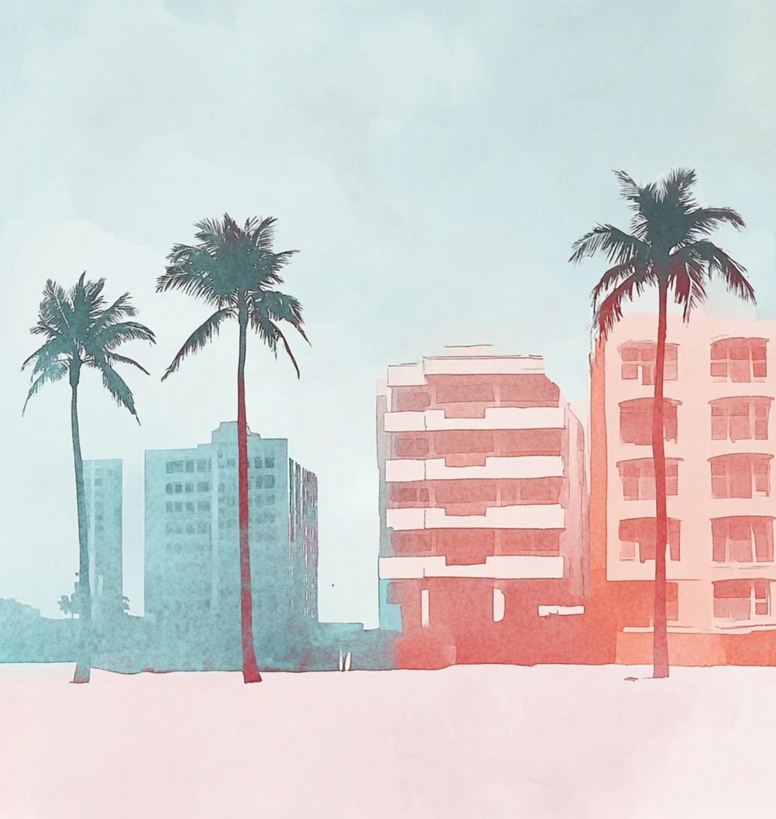 Embrace the Vibes: Miami's Sunset Skyline Art