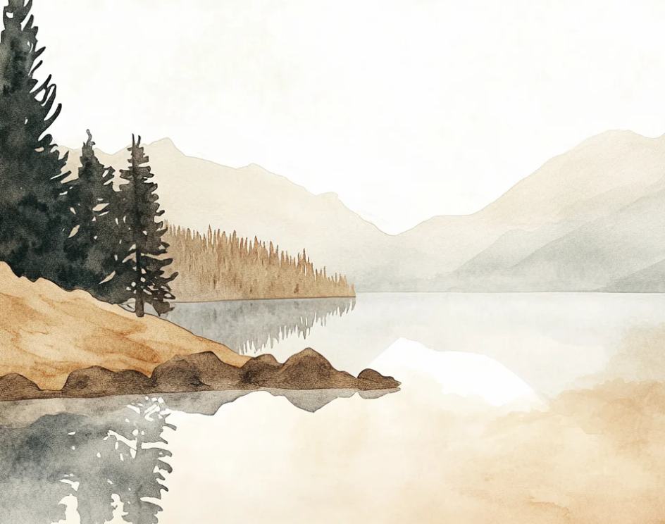 Embrace Serenity: The Whispers of Stillness Watercolor