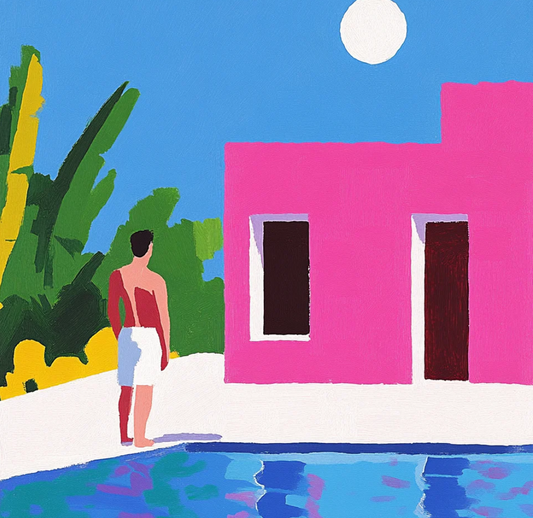 Dive into Style: Mid-Century Inspired Poolside Art