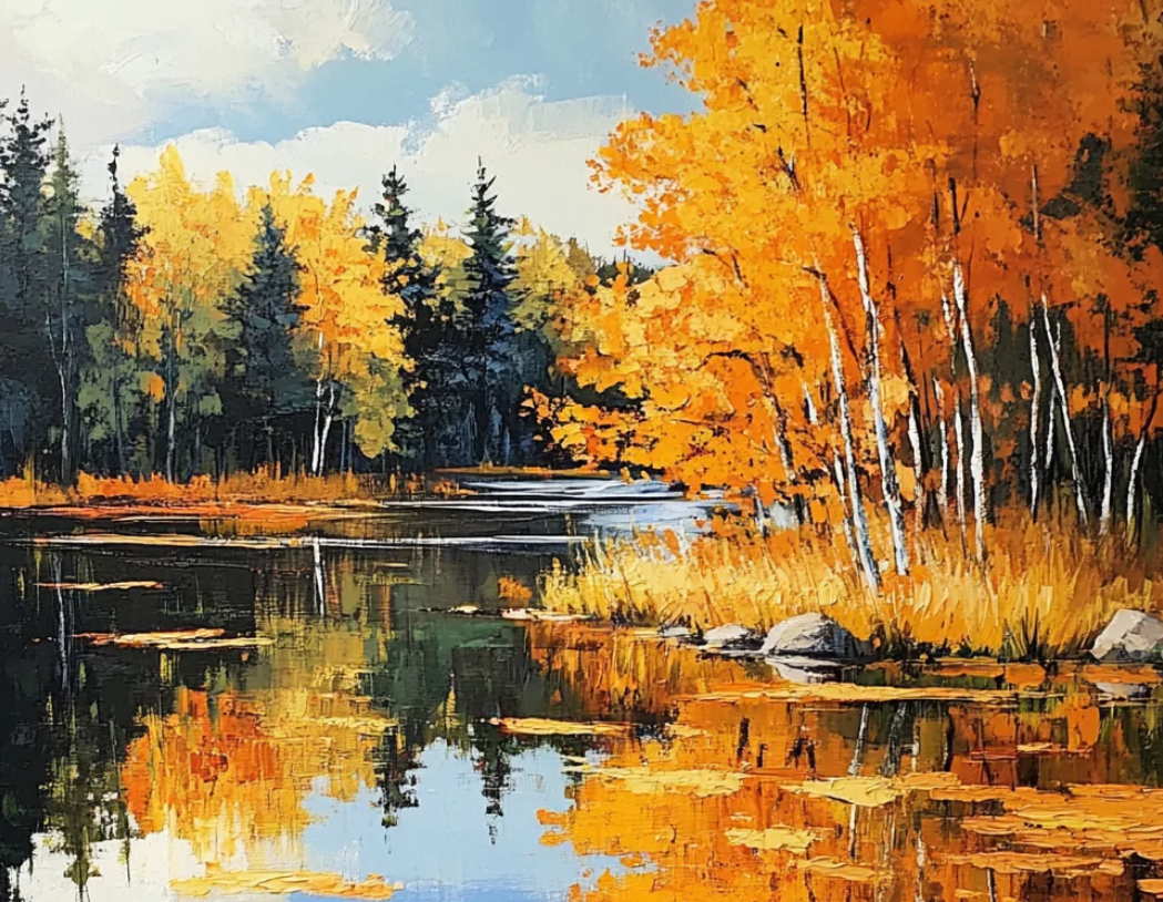 Embrace the Golden Glow of Autumn: A Serene Lake Landscape