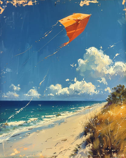 Coastal Breeze: Kite Flying on the Shimmering Shore