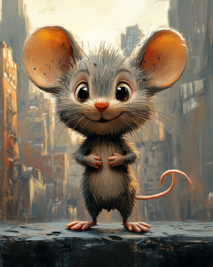 Charming Cartoon Mouse Illustration - Cute Animal Art Print