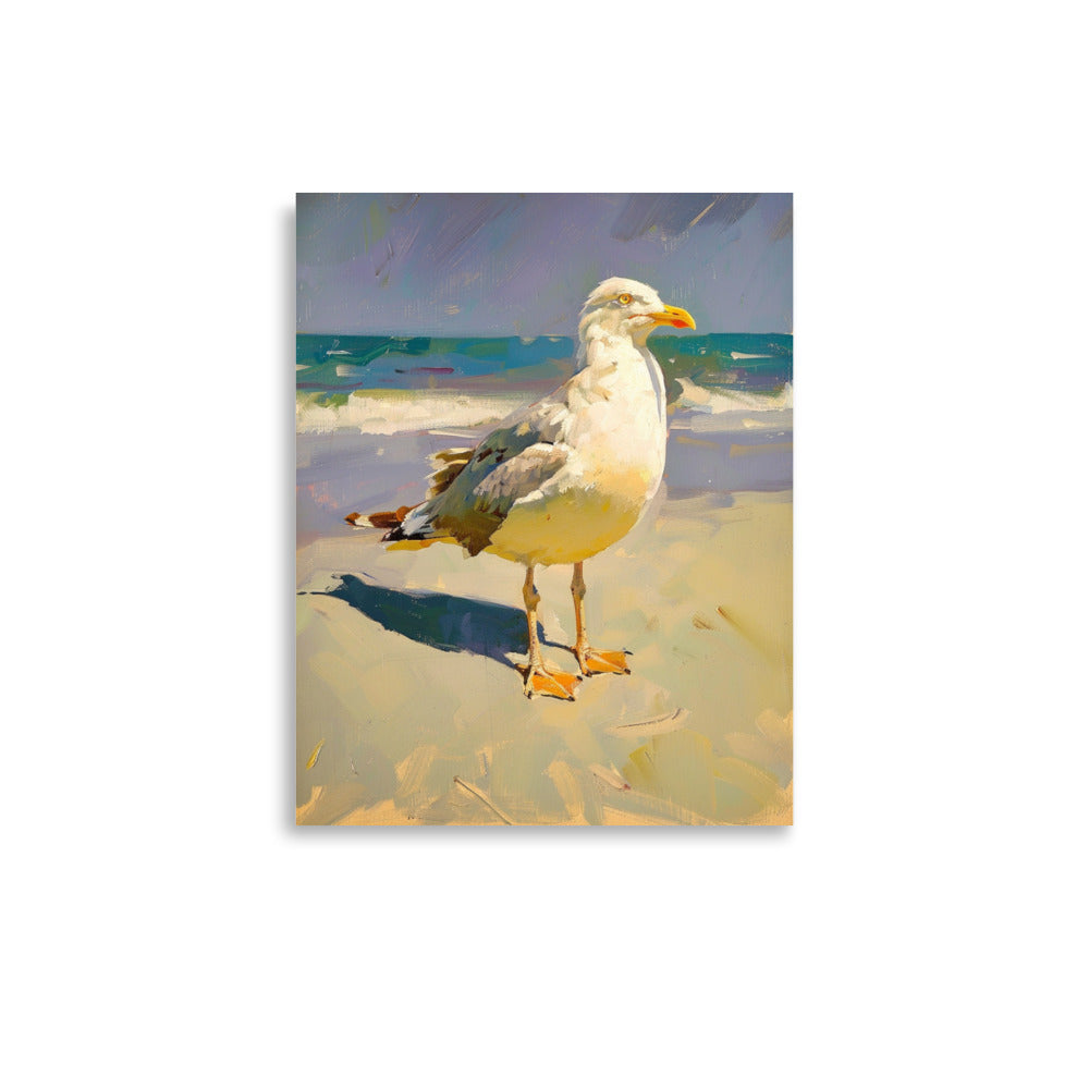 Coastal Observer: Seagull Portrait on Sandy Shores