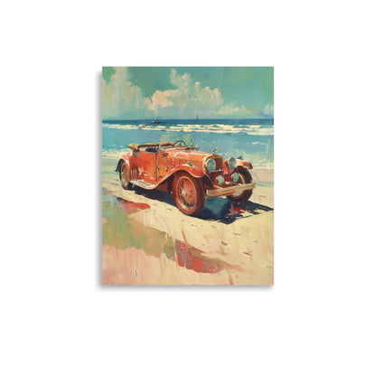 Vintage Elegance on Shores: Classic Car by the Sea