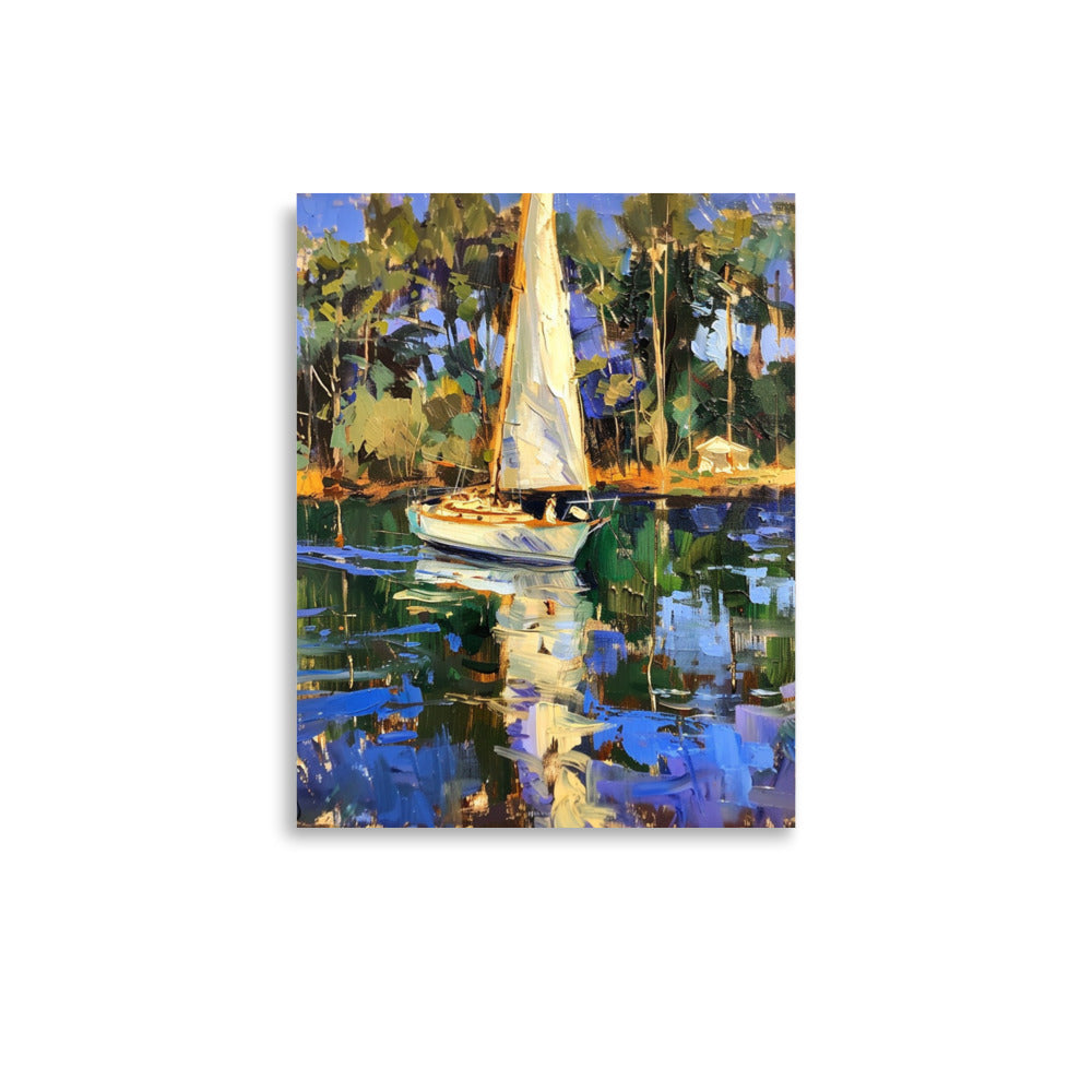 Lakeside Repose: Sailboat Amidst Tranquil Waters