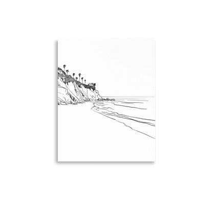 Secluded Beach Cove - California Shoreline - Elegant Black and White Art