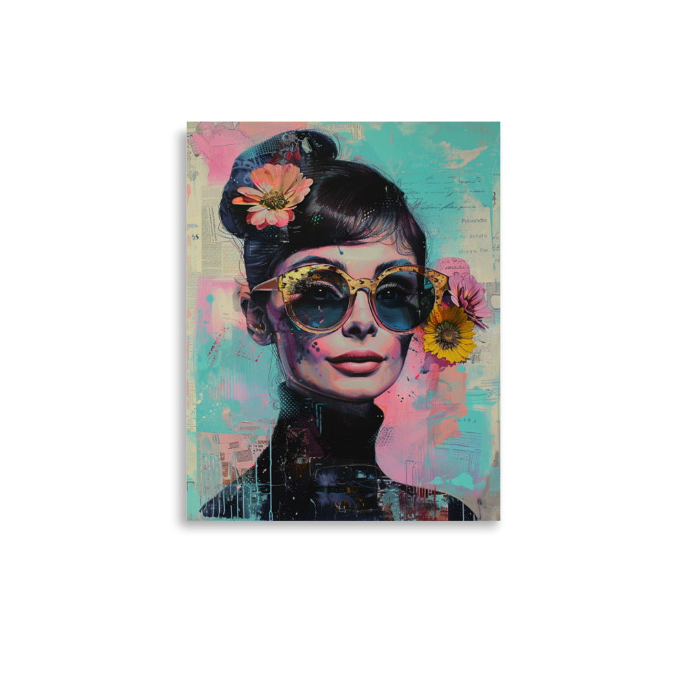 Modern Audrey Hepburn Portrait in Pastel Colors