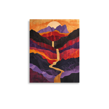 Vibrant Desert Landscape Art: Red and Purple Paper Cut Masterpiece