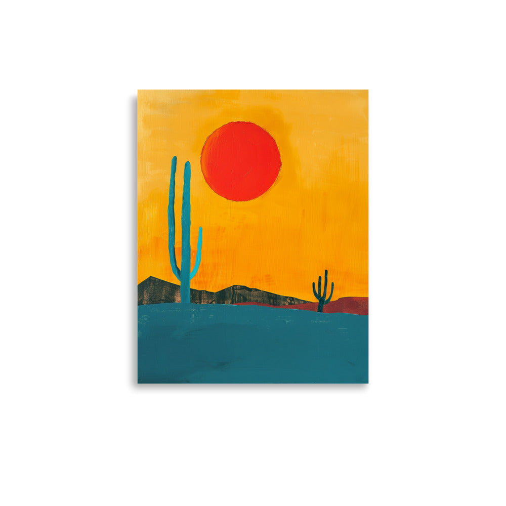 Mid-Century Desert Art: Simplistic Sunset Scene