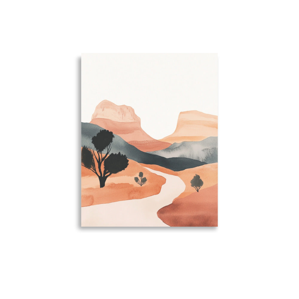 Desert Elegance – Minimalist Watercolor of Moab's Landscape