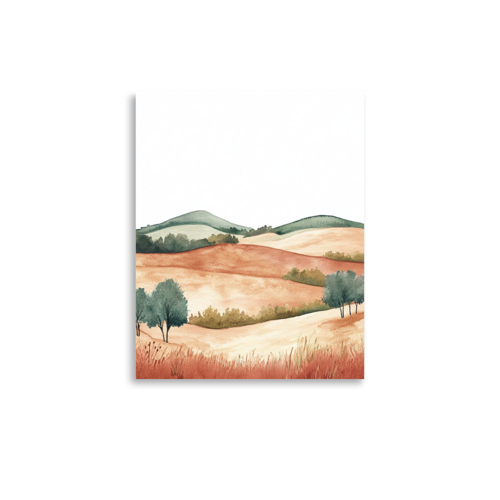 French Countryside Serenity – Minimalist Watercolor Landscape