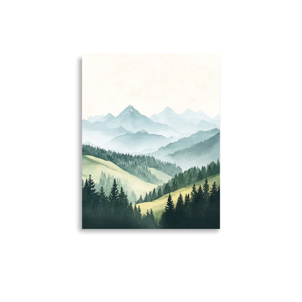 Majestic Swiss Alps – Minimalist Watercolor Landscape