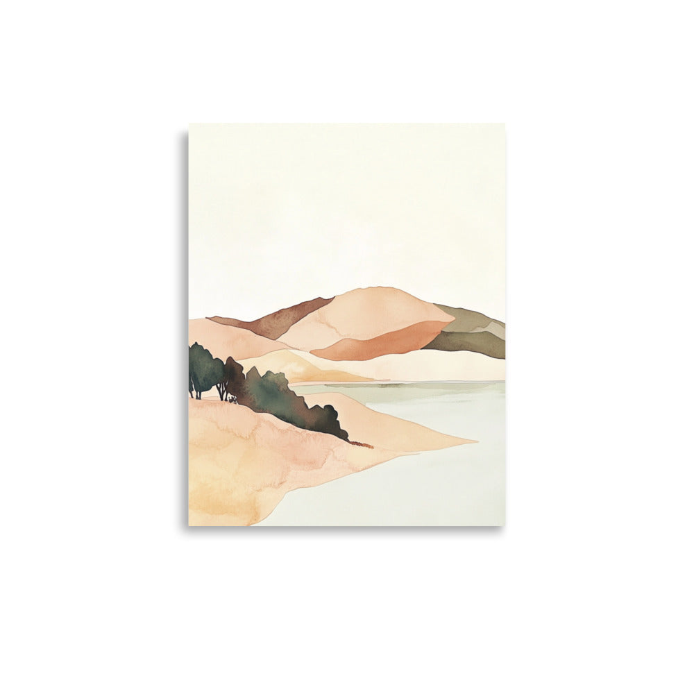 Golden California Coast – Minimalist Watercolor Art