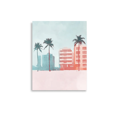 Sunset Skyline – Minimalist Miami Beach Watercolor Art