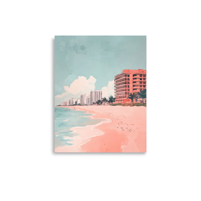 Blush Beachfront – Minimalist Miami Beach Watercolor Print