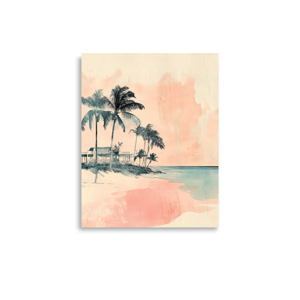 Pastel Miami Shores – Minimalist Coastal Watercolor Art Print