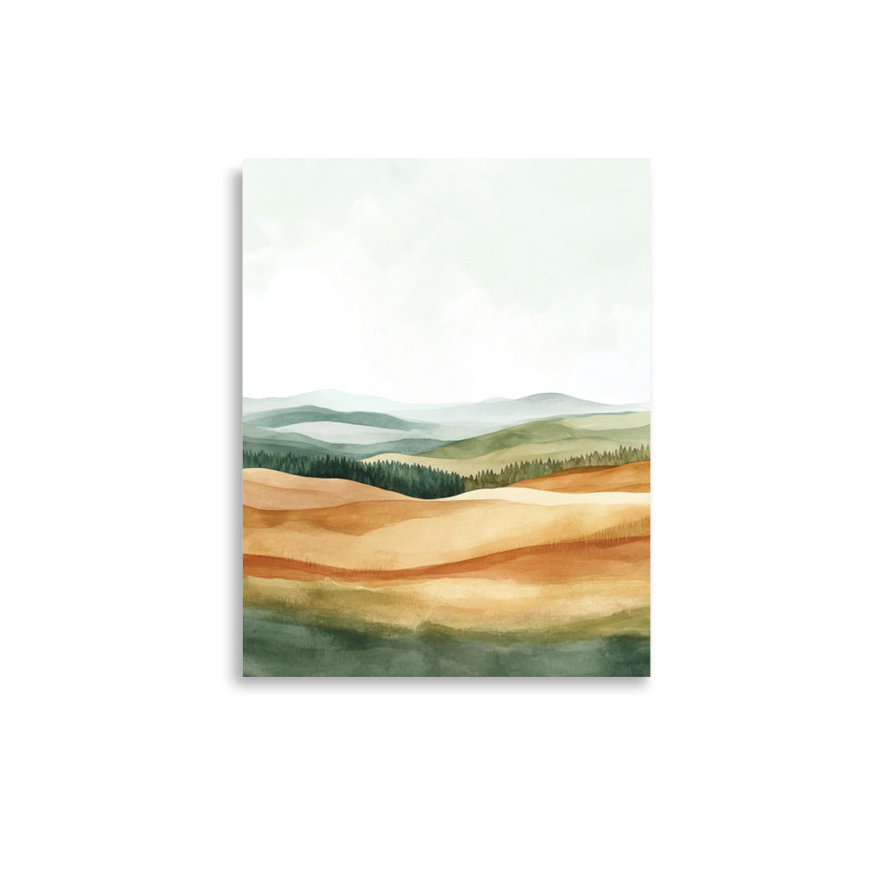 Scottish Rolling Hills – Minimalist Watercolor Landscape Art Print