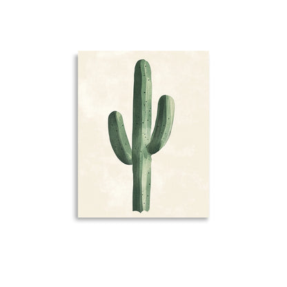 Desert Solitude: Minimalist Watercolor of a Lone Cactus