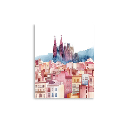 Barcelona Dreamscape: Watercolor of Sagrada Família and Cityscape