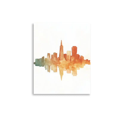 Golden Hues: Minimalist Watercolor of the San Francisco Skyline