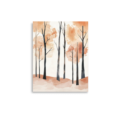 Whispers of Autumn: Minimalist Watercolor of an Autumn Forest