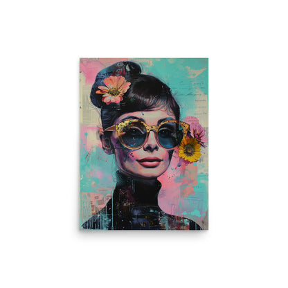 Modern Audrey Hepburn Portrait in Pastel Colors