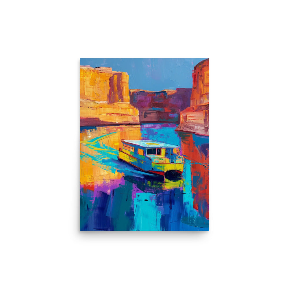 Journey Through Color: Houseboat on Lake Powell's Vibrant Waters