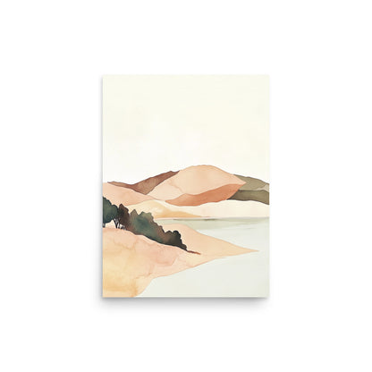 Golden California Coast – Minimalist Watercolor Art