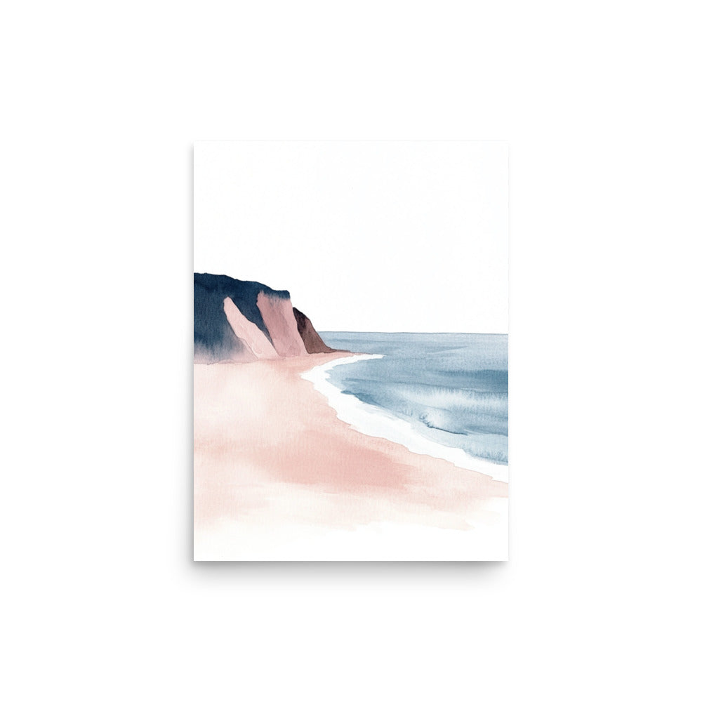 California Coastline – Minimalist Watercolor Seascape