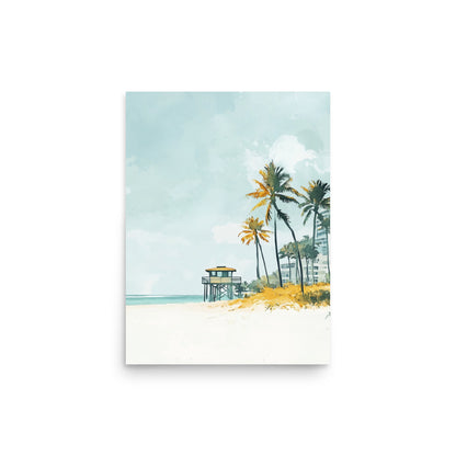 Miami Beach Serenity – Minimalist Watercolor Coastal Charm