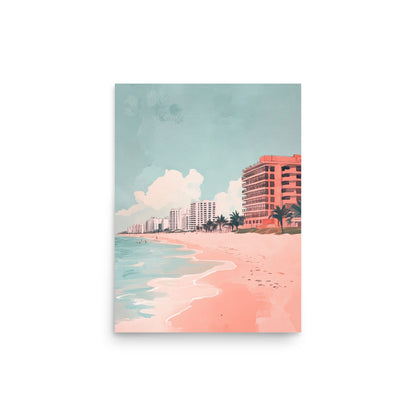 Blush Beachfront – Minimalist Miami Beach Watercolor Print