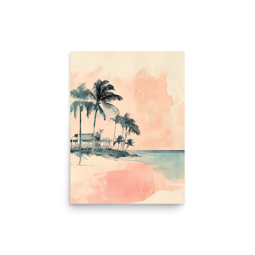 Pastel Miami Shores – Minimalist Coastal Watercolor Art Print