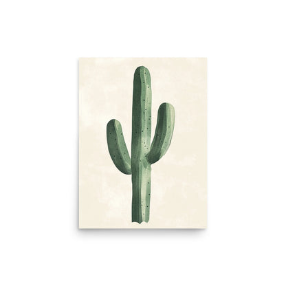 Desert Solitude: Minimalist Watercolor of a Lone Cactus