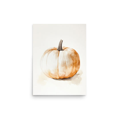 Autumn Essence: Minimalist Watercolor of a Pumpkin