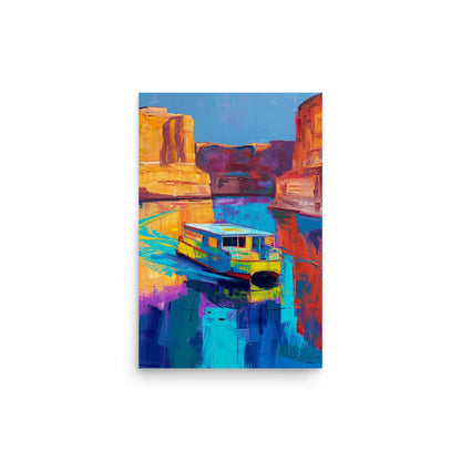 Journey Through Color: Houseboat on Lake Powell's Vibrant Waters