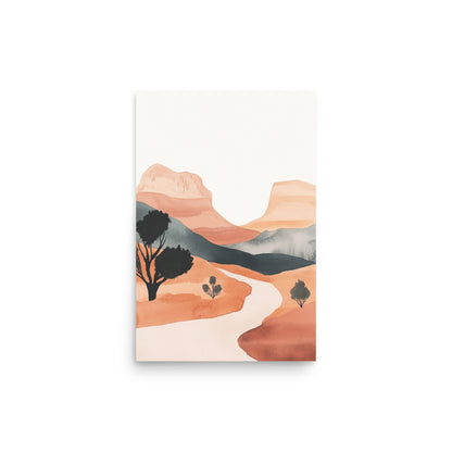 Desert Elegance – Minimalist Watercolor of Moab's Landscape