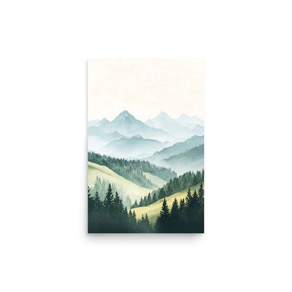 Majestic Swiss Alps – Minimalist Watercolor Landscape