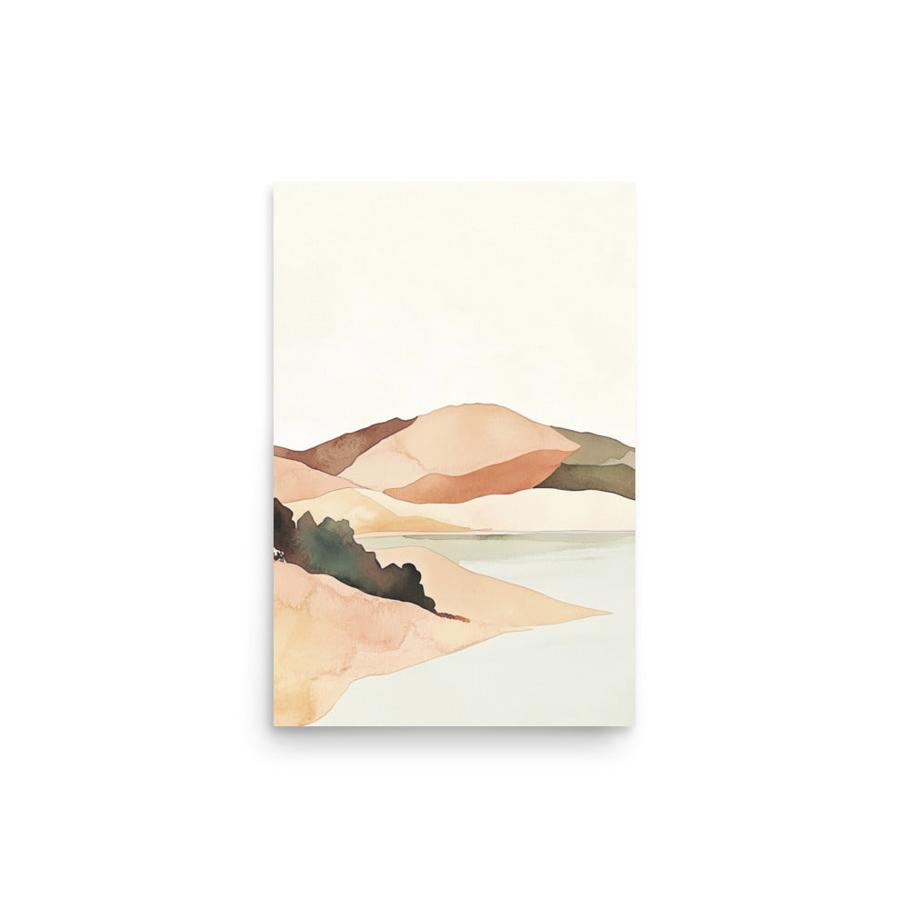 Golden California Coast – Minimalist Watercolor Art