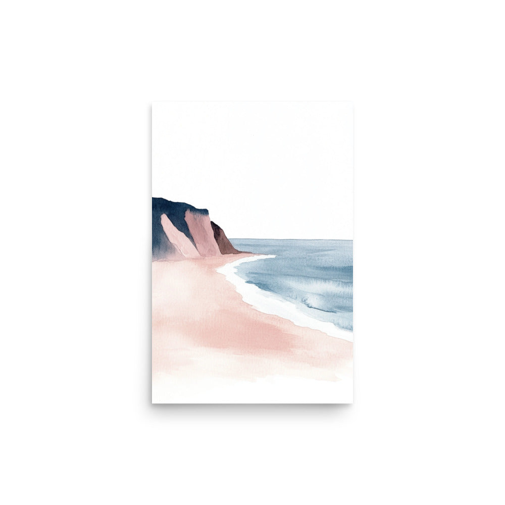 California Coastline – Minimalist Watercolor Seascape