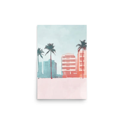 Sunset Skyline – Minimalist Miami Beach Watercolor Art