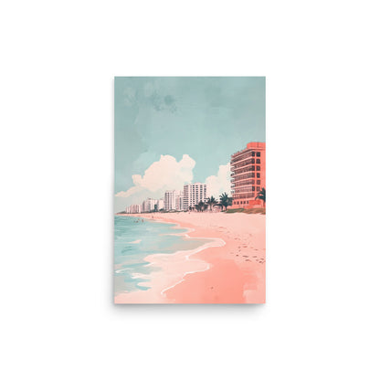 Blush Beachfront – Minimalist Miami Beach Watercolor Print