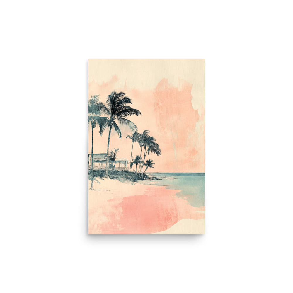 Pastel Miami Shores – Minimalist Coastal Watercolor Art Print