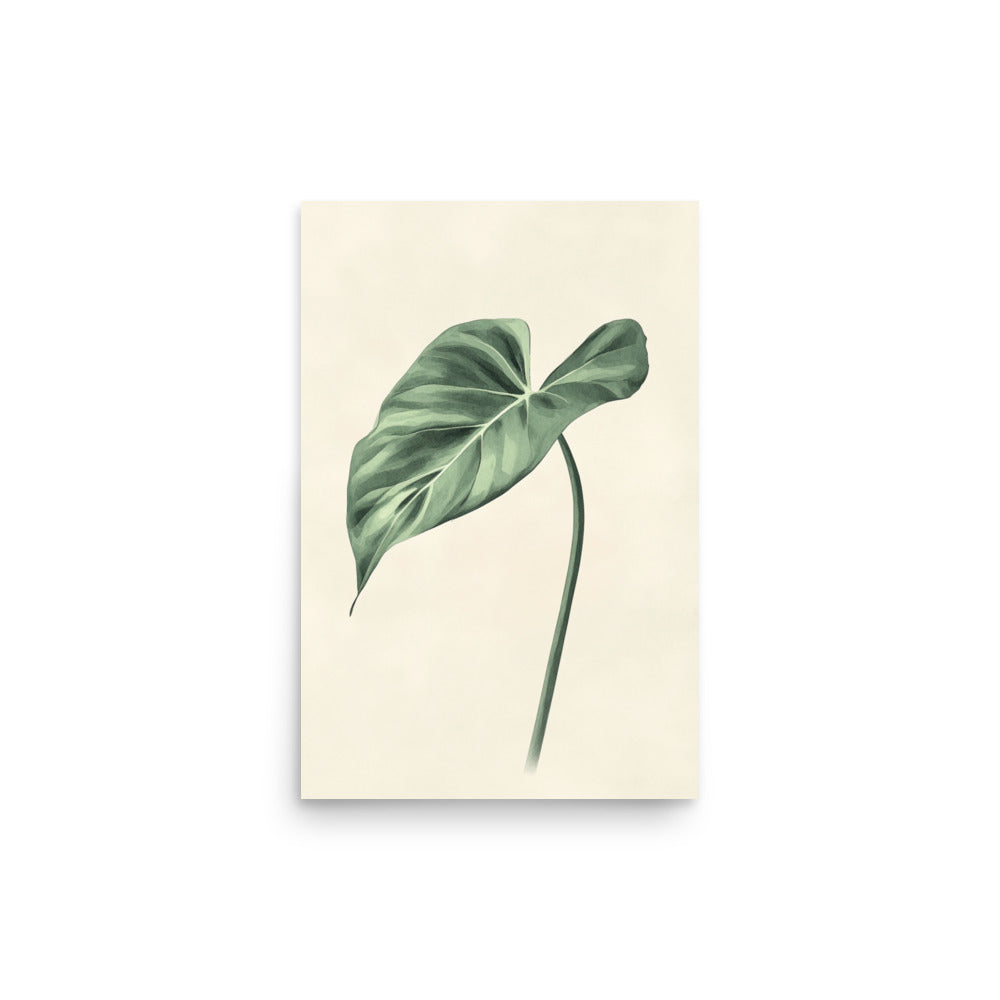 Verdant Grace: Minimalist Watercolor of a Split-Leaf Philodendron