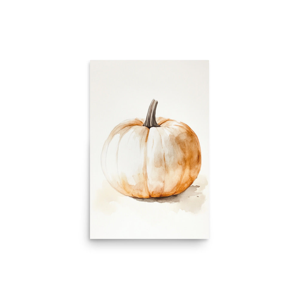 Autumn Essence: Minimalist Watercolor of a Pumpkin