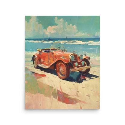 Vintage Elegance on Shores: Classic Car by the Sea