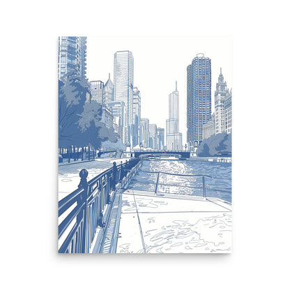 Urban Elegance: Monochromatic Lines of Chicago River Walk