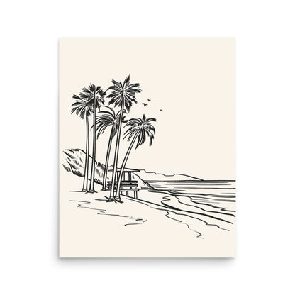 Coastal Contours: Line Art of a SoCal Beachscape