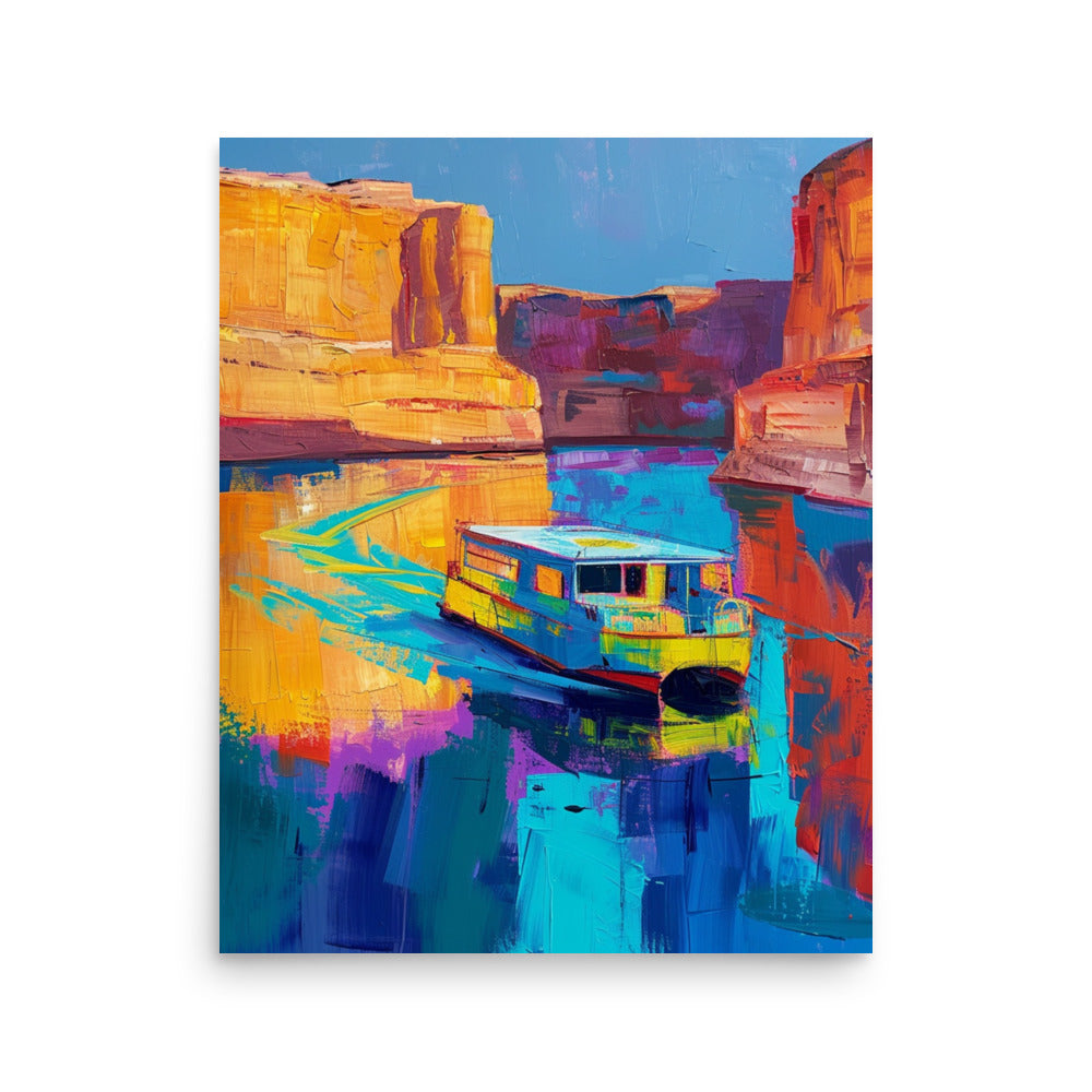 Journey Through Color: Houseboat on Lake Powell's Vibrant Waters