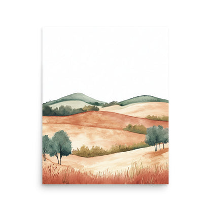 French Countryside Serenity – Minimalist Watercolor Landscape